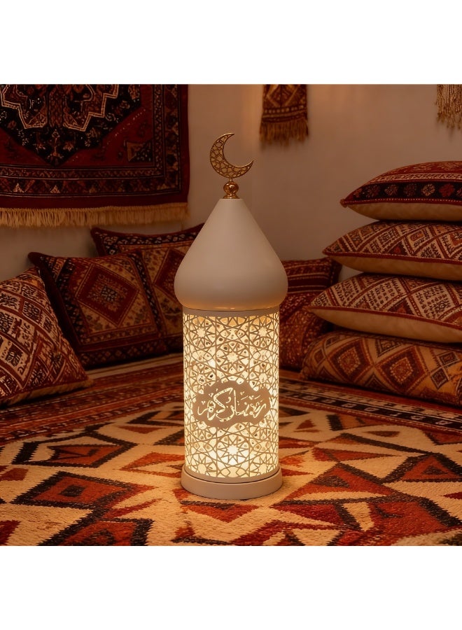 CityRiya-Long Ramadan Lanterns, Ramadan Lantern Lights, Eid Mubarak Decorative Lamp, Intricate Hollow-Out Islamic LED Lanterns, Gold Ramadans Lantern Decorations for Home Party Table Windows (M) - Image 1
